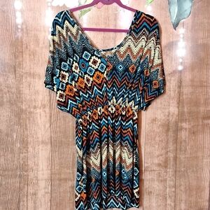 COLORFUL CHEVRON PRINT DRESS LARGE